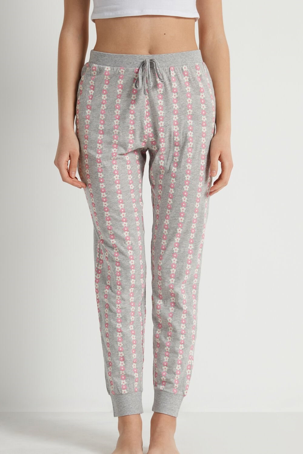 Tezenis Long Printed Drawstring Bawełniane Pants Szare | 1305-QIMYE