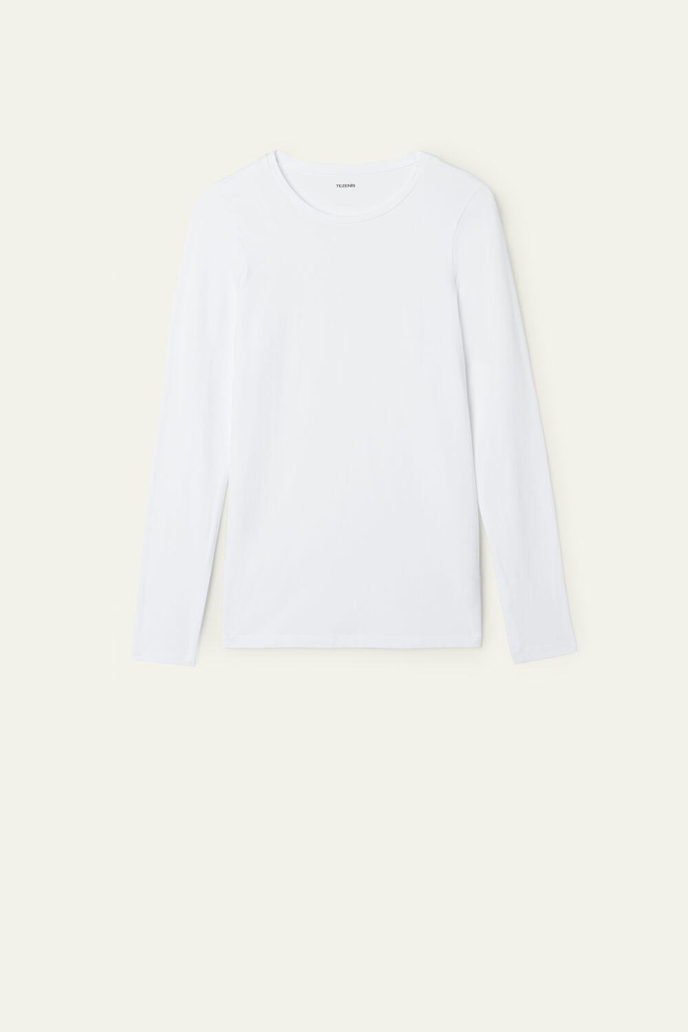 Tezenis Long-Sleeve Crew-Neck Stretch-Bawełniane Top Białe Białe | 2637-KUGZW