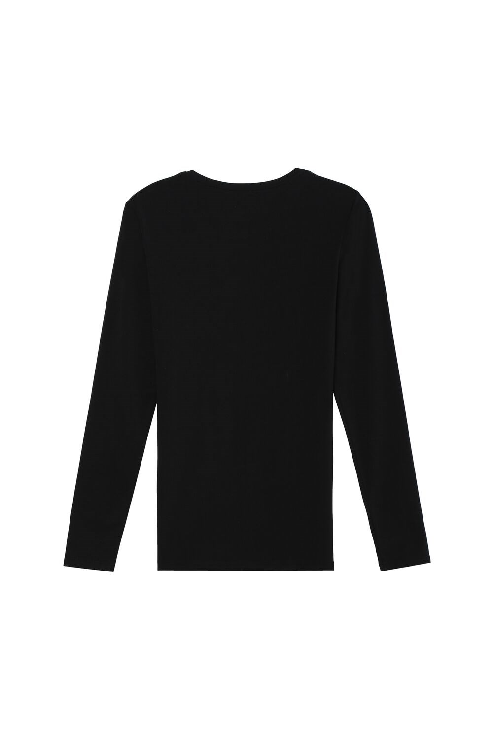 Tezenis Long-Sleeve Crew-Neck Stretch-Bawełniane Top Czarne Czarne | 8104-RKNQF