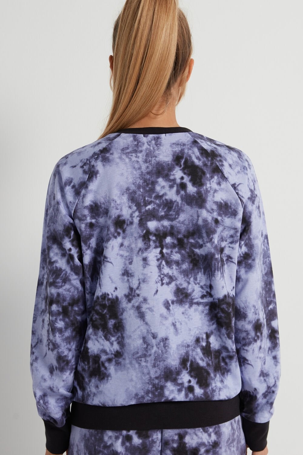 Tezenis Long-Sleeve Printed Bawełniane Sweatshirt Violet Faded Violet Print 336v | 3915-XLKTS