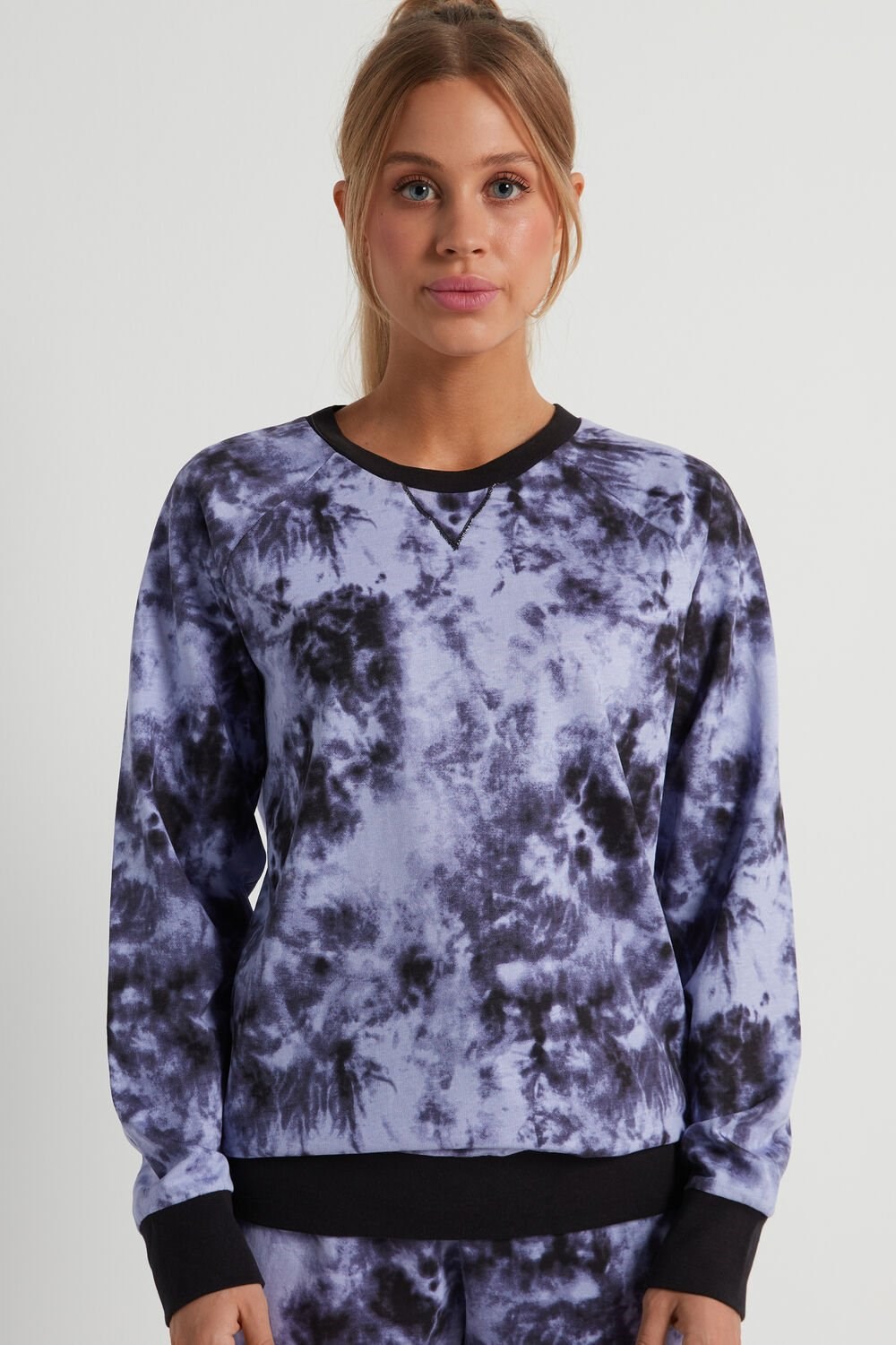 Tezenis Long-Sleeve Printed Bawełniane Sweatshirt Violet Faded Violet Print 336v | 3915-XLKTS