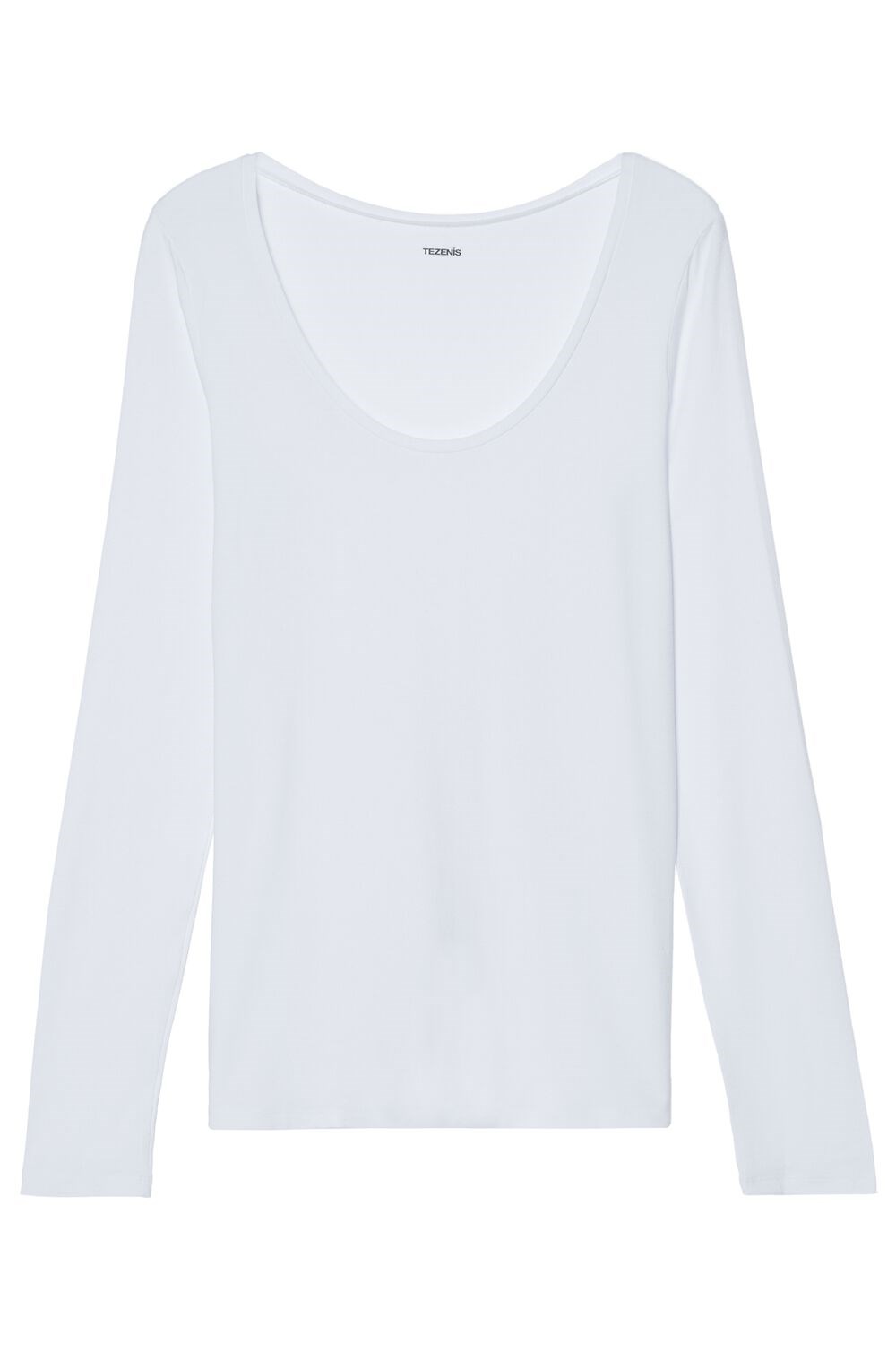 Tezenis Long-Sleeve Scoop-Neck Viscose Top Białe Białe | 9370-AZSHO