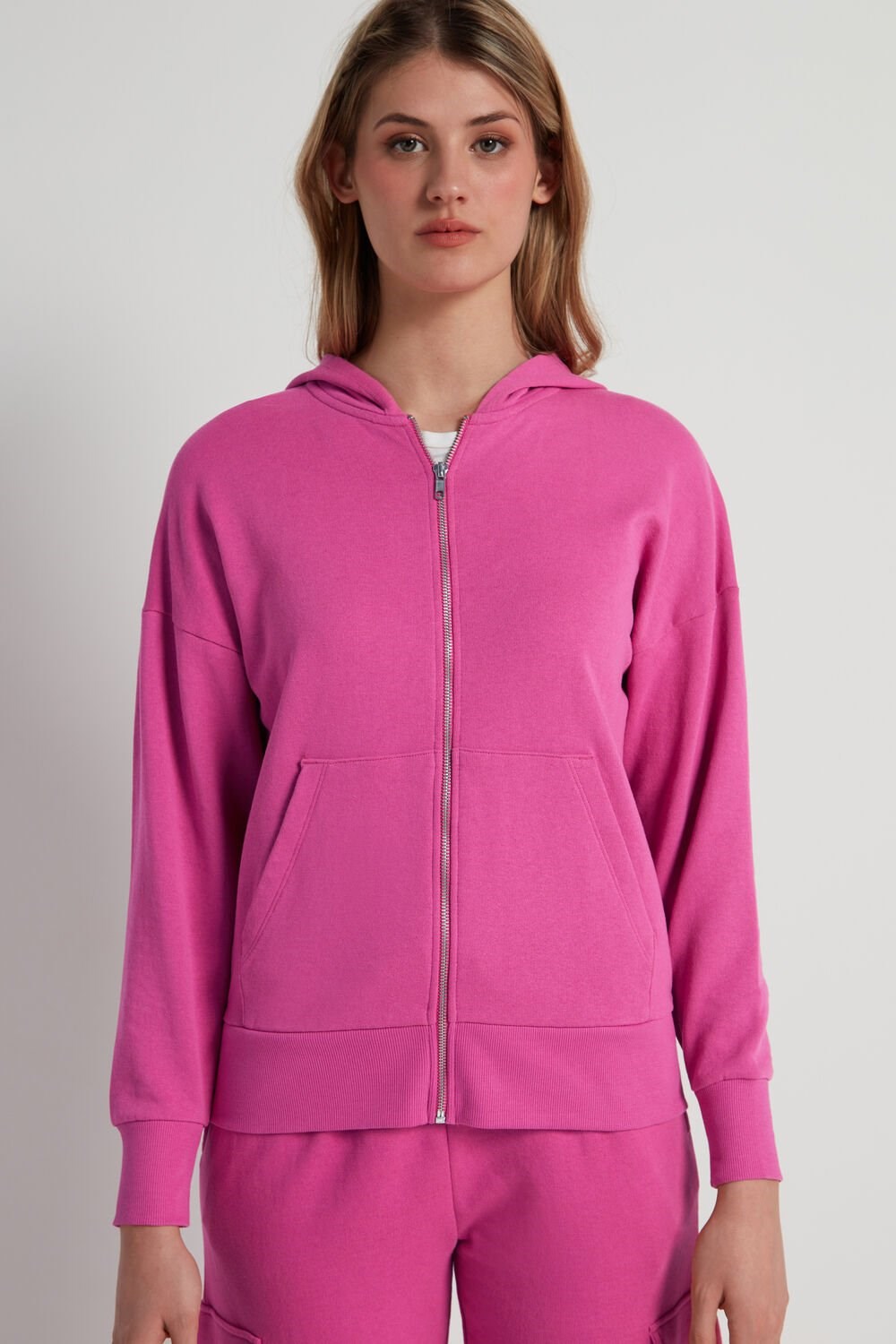 Tezenis Long-Sleeve Zip-Up Hoodie Różowe Fuksja Różowe | 3912-EOHPI