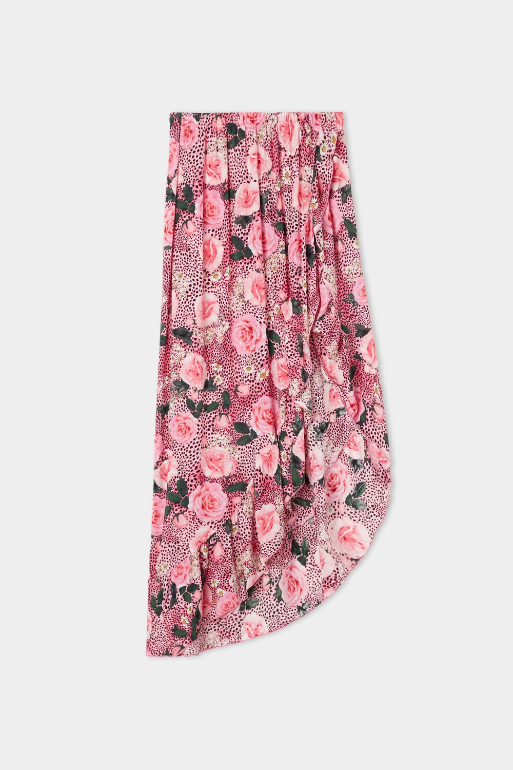 Tezenis Long Viscose Fabric Skirt with Ruffle and Slit Różowe Różowe | 5824-DHCOB