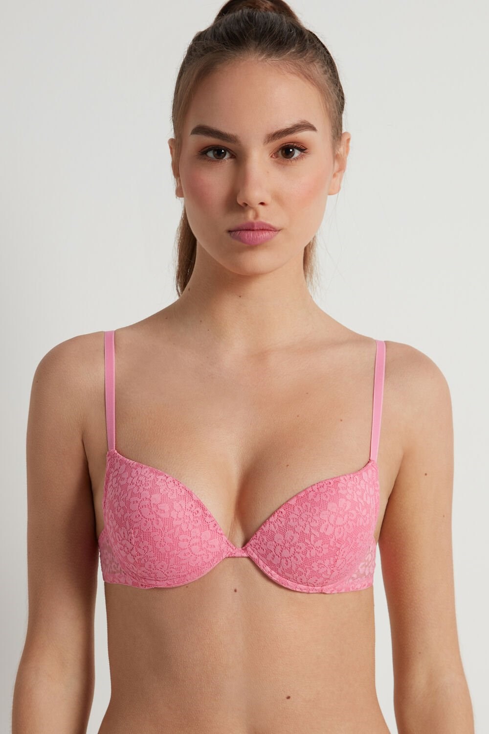 Tezenis Los Angeles Recycled Koronkowe Super Push-Up Bra Różowe Różowe | 4589-SBHMC