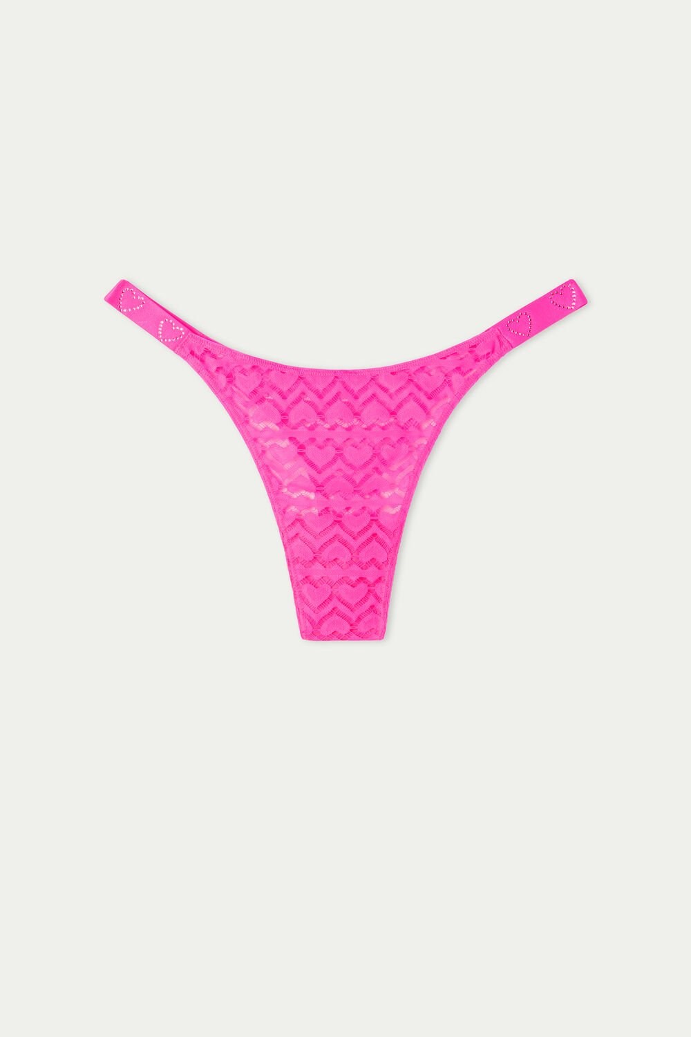 Tezenis Lovely Koronkowe High-Cut String Brazilian Panties Różowe Różowe | 5627-ENTKD