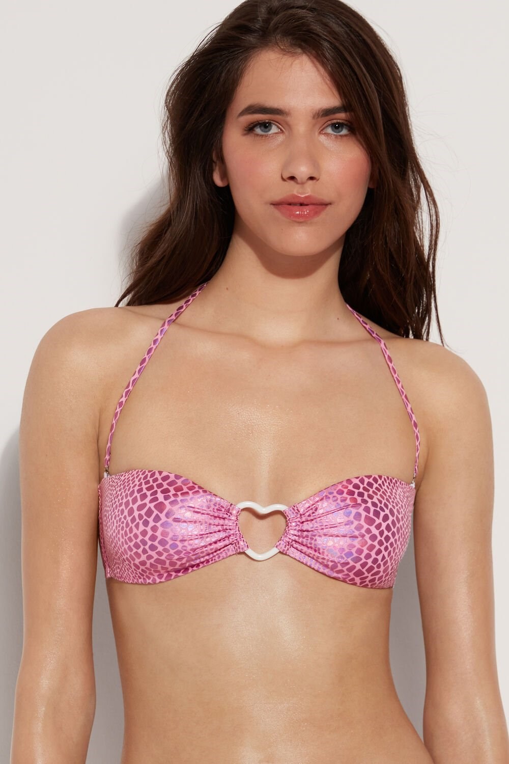 Tezenis Lovely Snake Removable Padding Bandeau Bikini Top Różowe Różowe Wąż | 8960-IDTVK