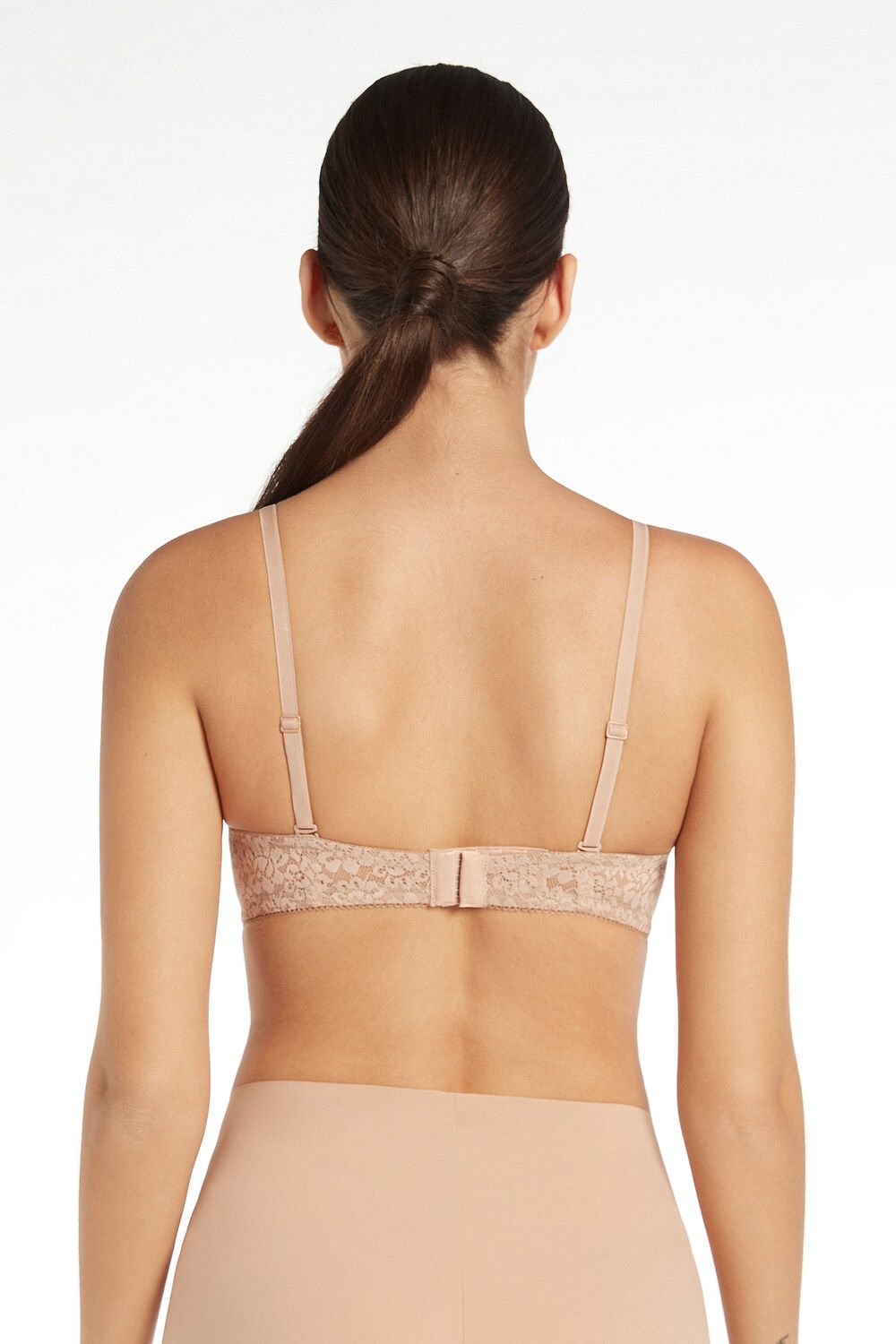 Tezenis Madrid Ultra Watowany Microfiber and Recycled Koronkowe Bandeau Bra Nude Natural Blush 1905 | 9803-IFSCM