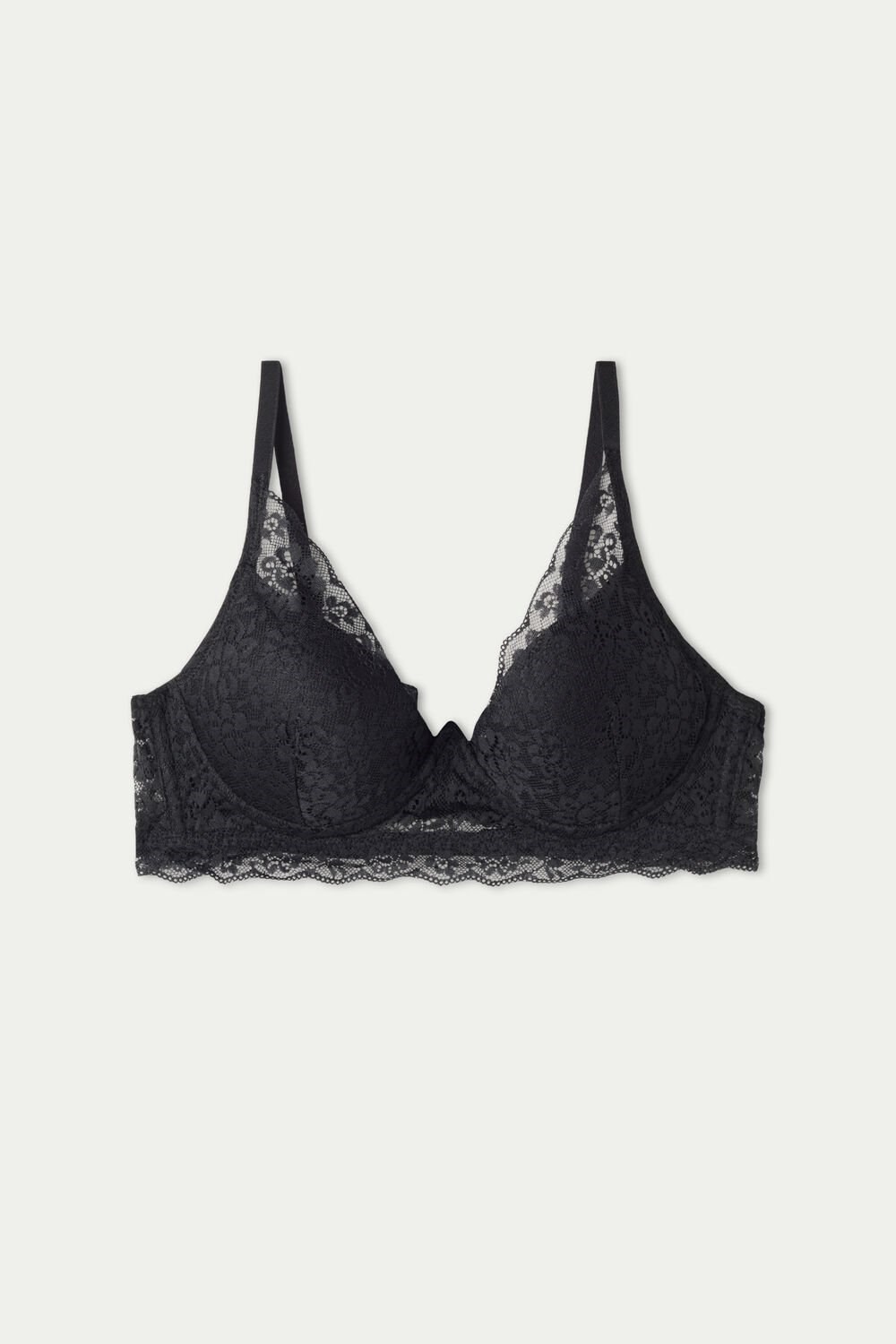 Tezenis Malibu Recycled Koronkowe Super Push-Up Bra Czarne Czarne | 0831-BKNRV