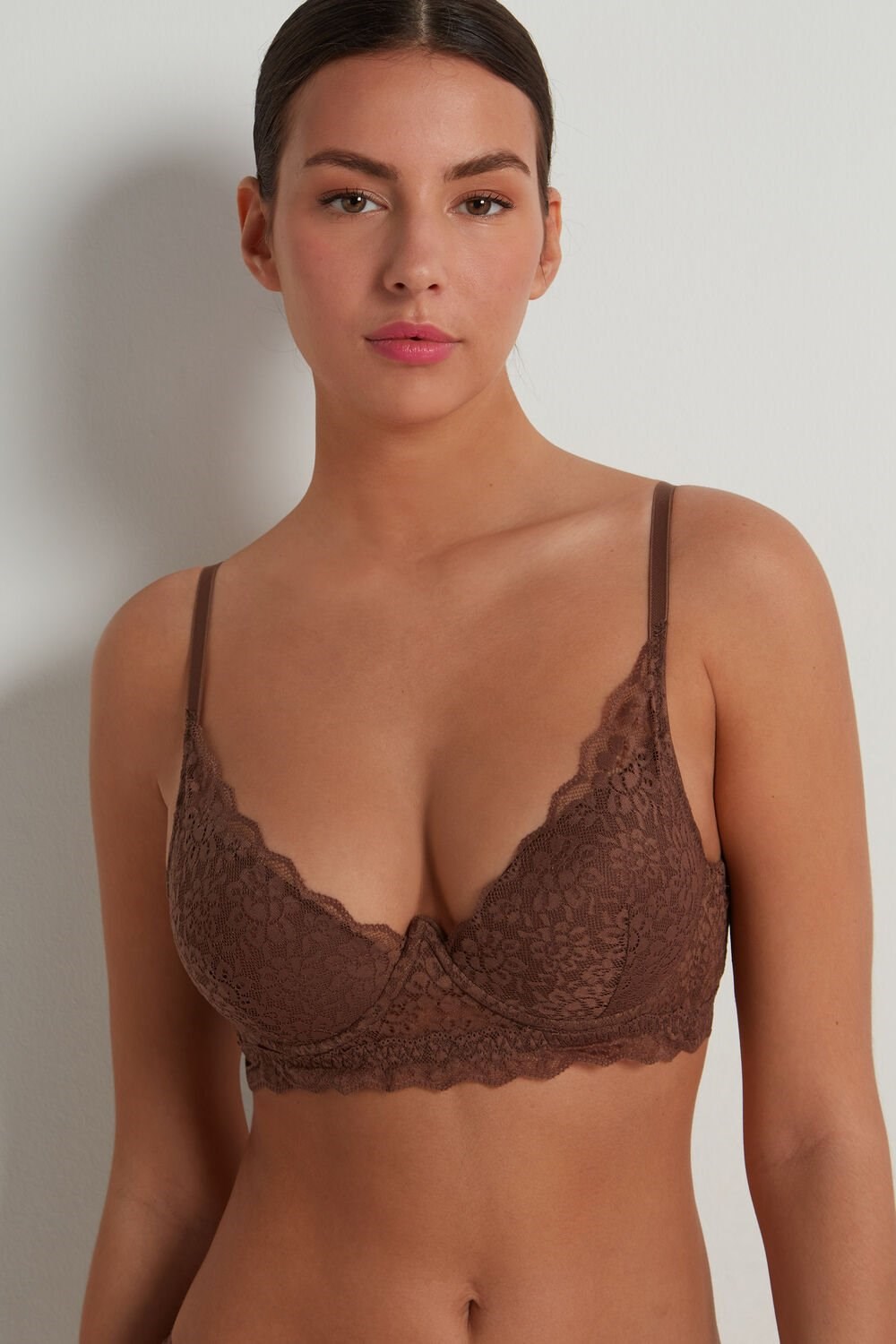 Tezenis Malibu Recycled Koronkowe Super Push-Up Bra Brązowe Brązowe | 2946-UARVF