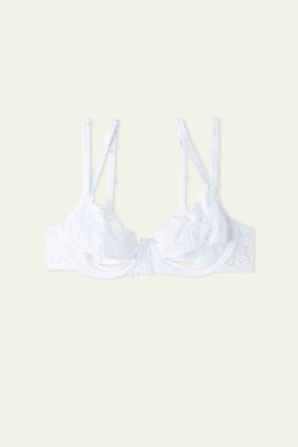 Tezenis Marry Me Koronkowe Demi-Cup Balconette Bra Białe Białe | 5184-SZJXK