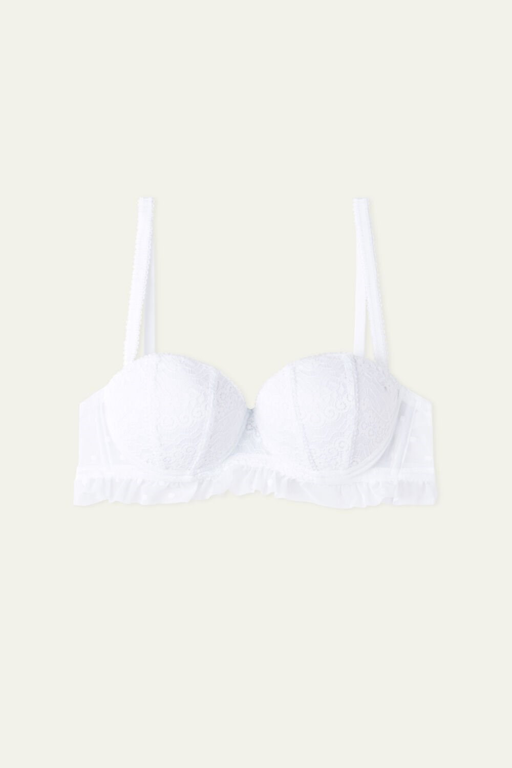 Tezenis Marry Me Koronkowe Madrid Ultra-Watowany Bandeau Bra Białe Białe | 9460-UHXBE