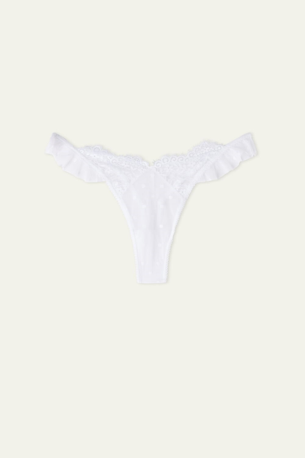 Tezenis Marry Me Koronkowe Ruched High-Cut Brazilian Panties Białe Białe | 7041-GWOZN