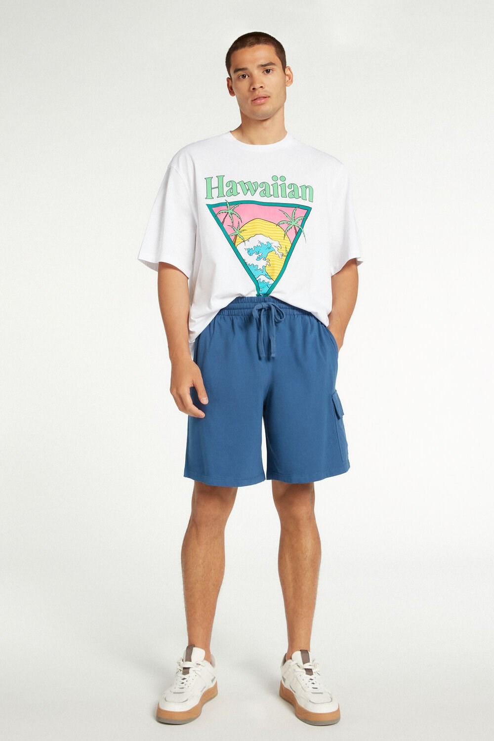 Tezenis Men’s Bawełniane Shorts with Pockets Niebieskie Niebieskie | 6024-NFBEO