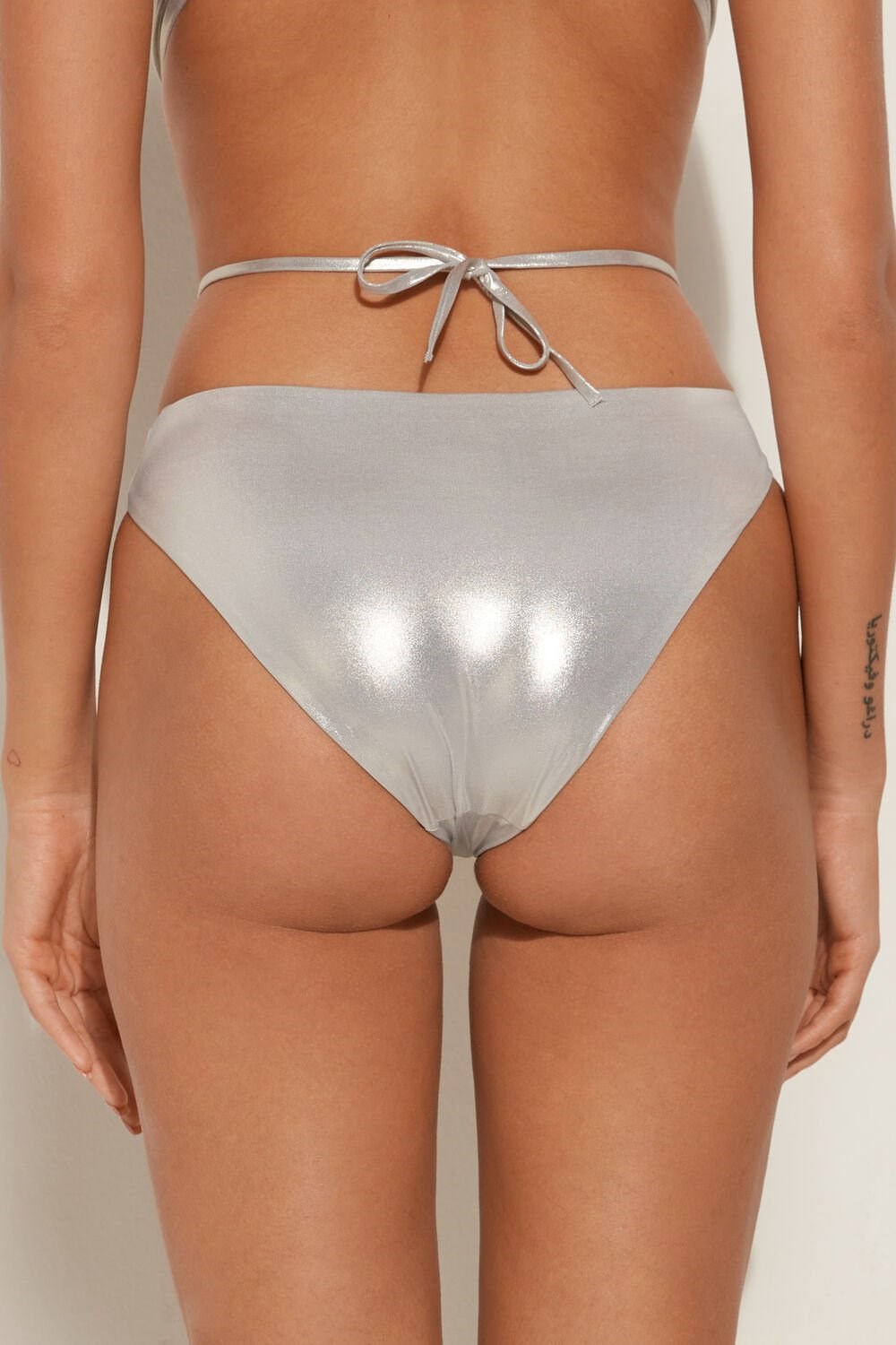 Tezenis Metallic Silver Klasyczne Bikini Bottoms Srebrne | 1750-ENAPC