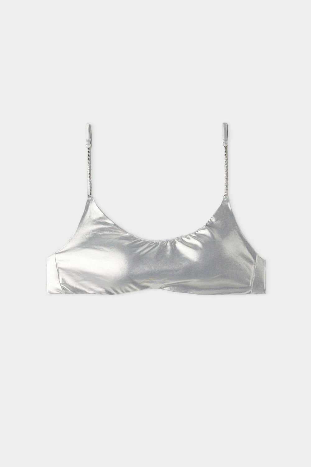 Tezenis Metallic Silver Removable Padding Bralette Bikini Top Srebrne | 6397-UCYFM