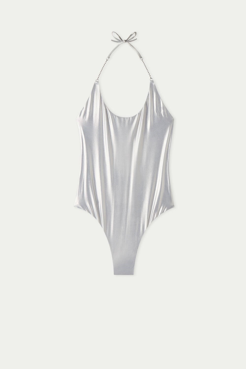 Tezenis Metallic Silver Scoop Neck One-Piece Swimsuit Srebrne | 2781-YDVAN