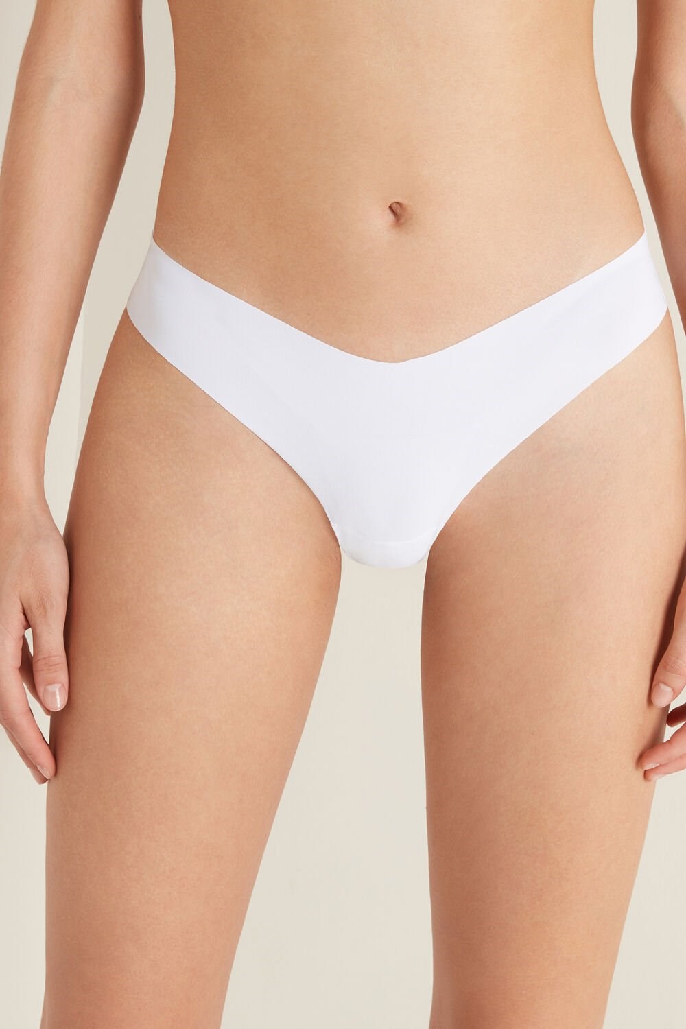 Tezenis Microfiber V-Shaped Laser-Cut Brazilian Panties Białe Białe | 9768-QIXAT