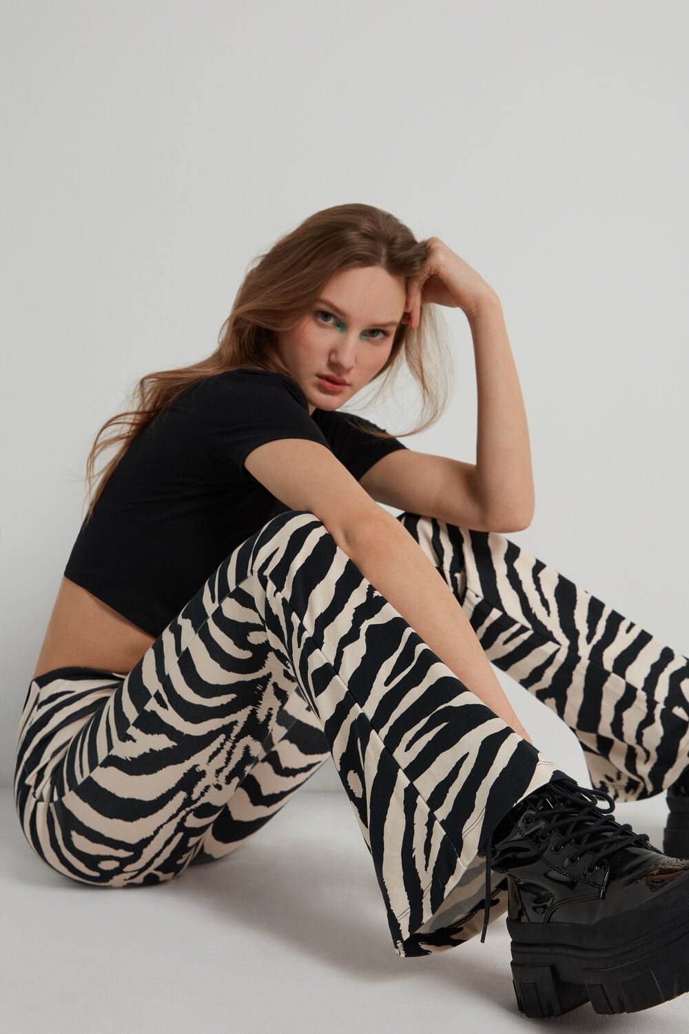 Tezenis Milano Stitch Light Dance Pants Animal Milk White/Black Zebra Print 306v | 9210-OPKDI