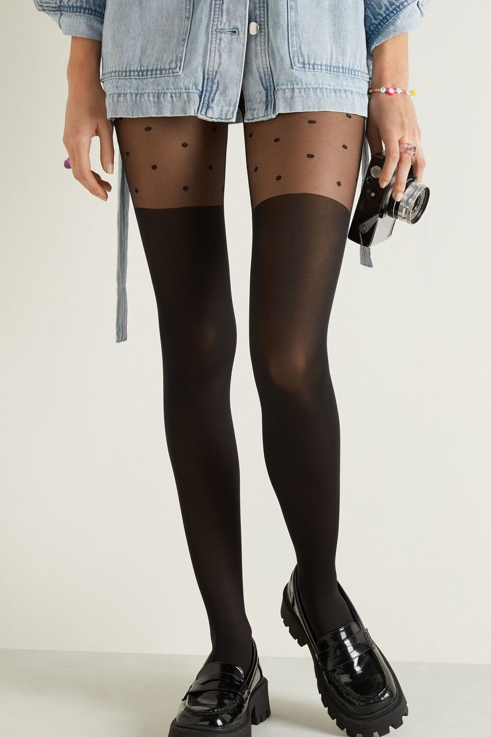 Tezenis Over-The-Knee Tights Czarne Czarne | 4658-OKBFX