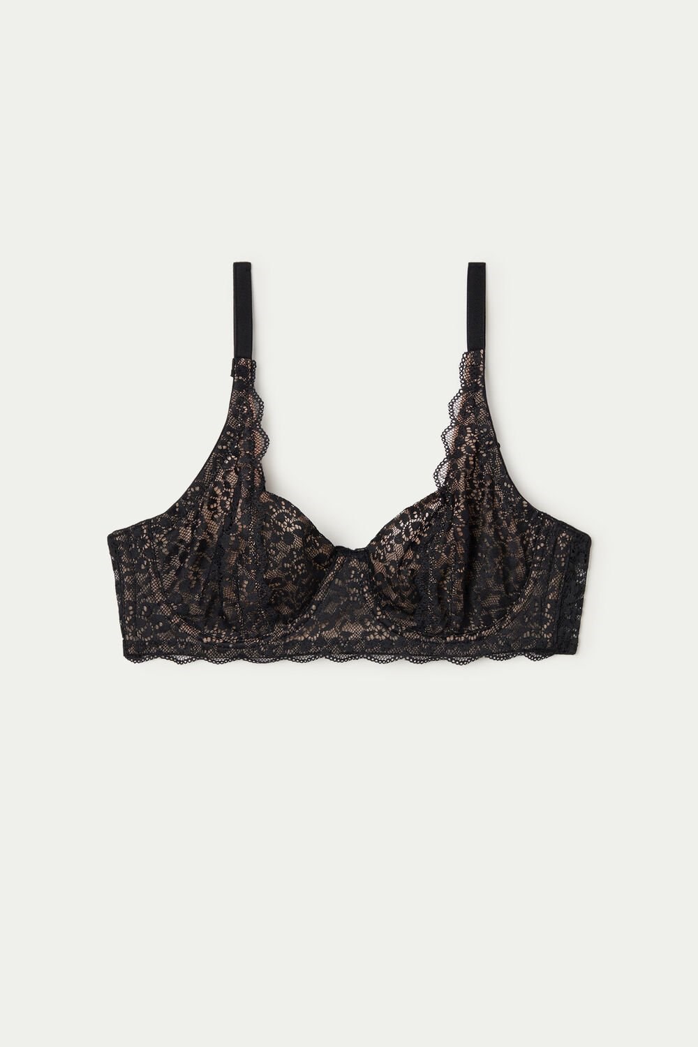 Tezenis Paris Recycled Koronkowe Unpadded Balconette Bra Czarne Czarne | 0589-RJWCH