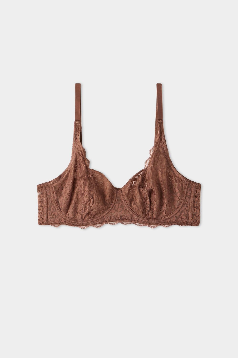 Tezenis Paris Recycled Koronkowe Unpadded Balconette Bra Brązowe Brązowe | 4506-DZLHS