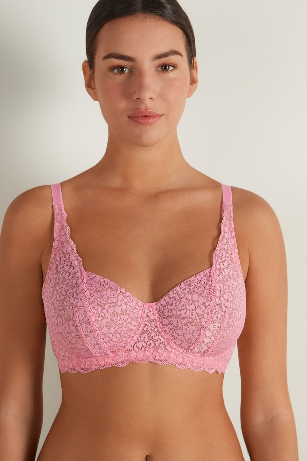 Tezenis Paris Recycled Koronkowe Unpadded Balconette Bra Różowe Różowe | 9031-GDFKQ