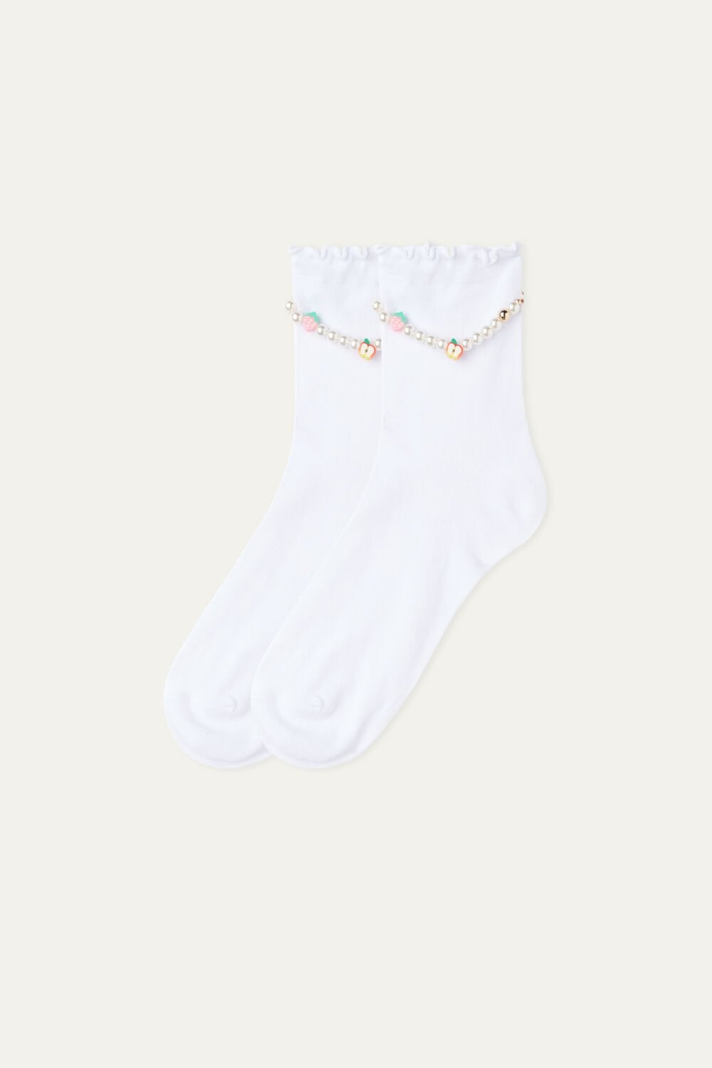 Tezenis Patterned Bawełniane Crew Socks Białe | 1509-FQHKT