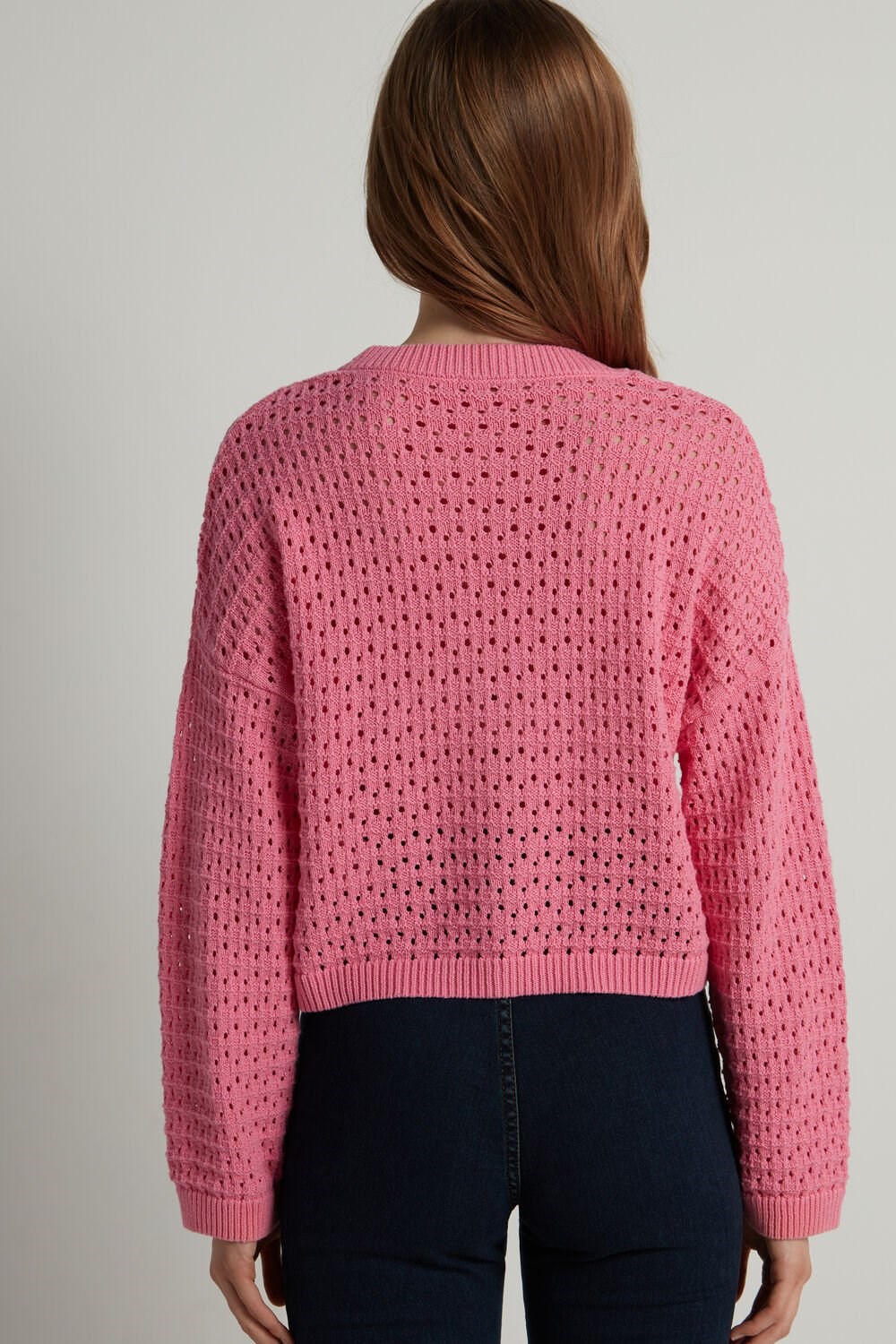 Tezenis Perforated Fully-Fashioned Krótkie Bawełniane Cardigan Różowe Różowe | 4017-OZYGA