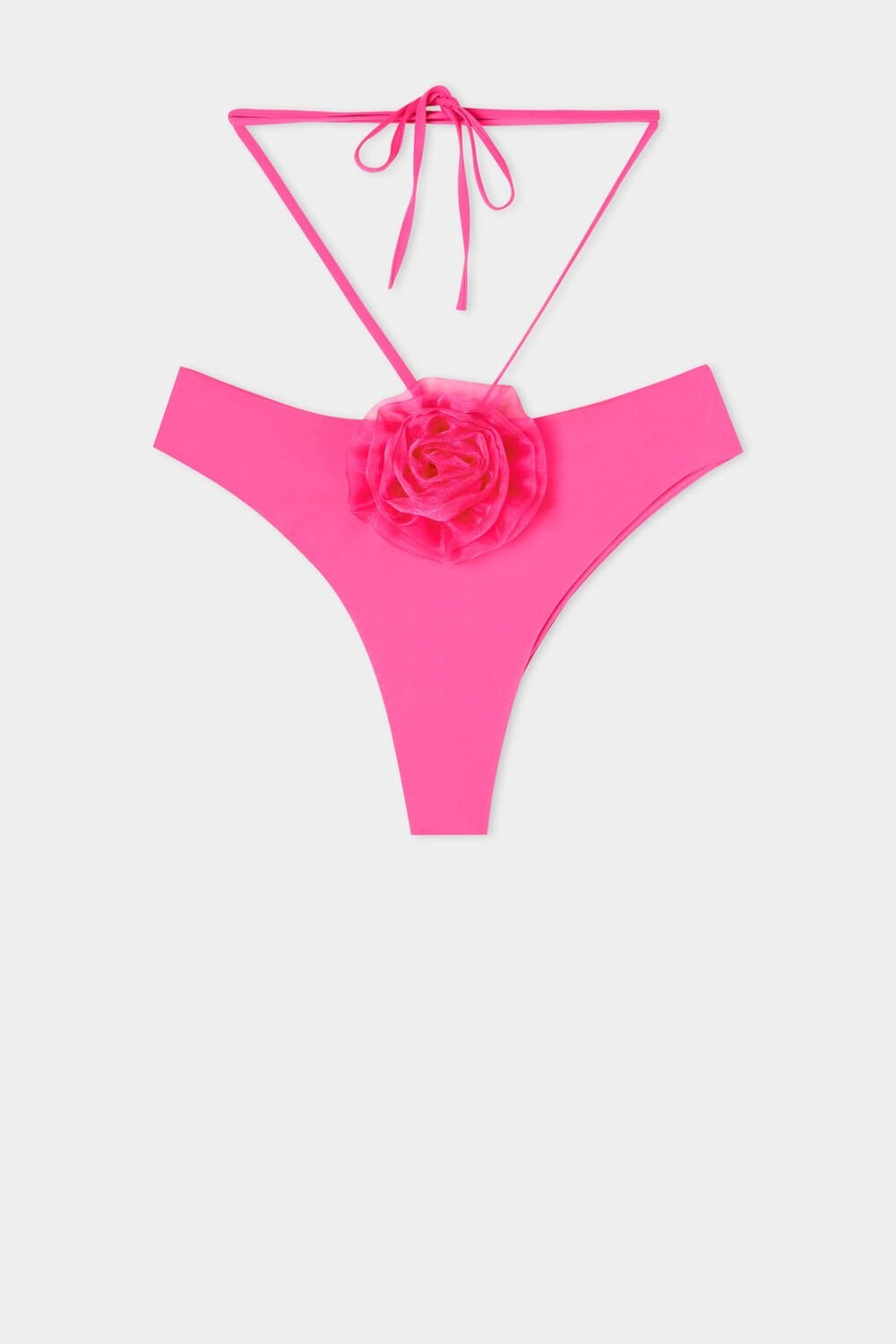 Tezenis Pink 3D Roses High-Cut Brazilian Bikini Bottoms Różowe Fuksja | 3675-NIEKT