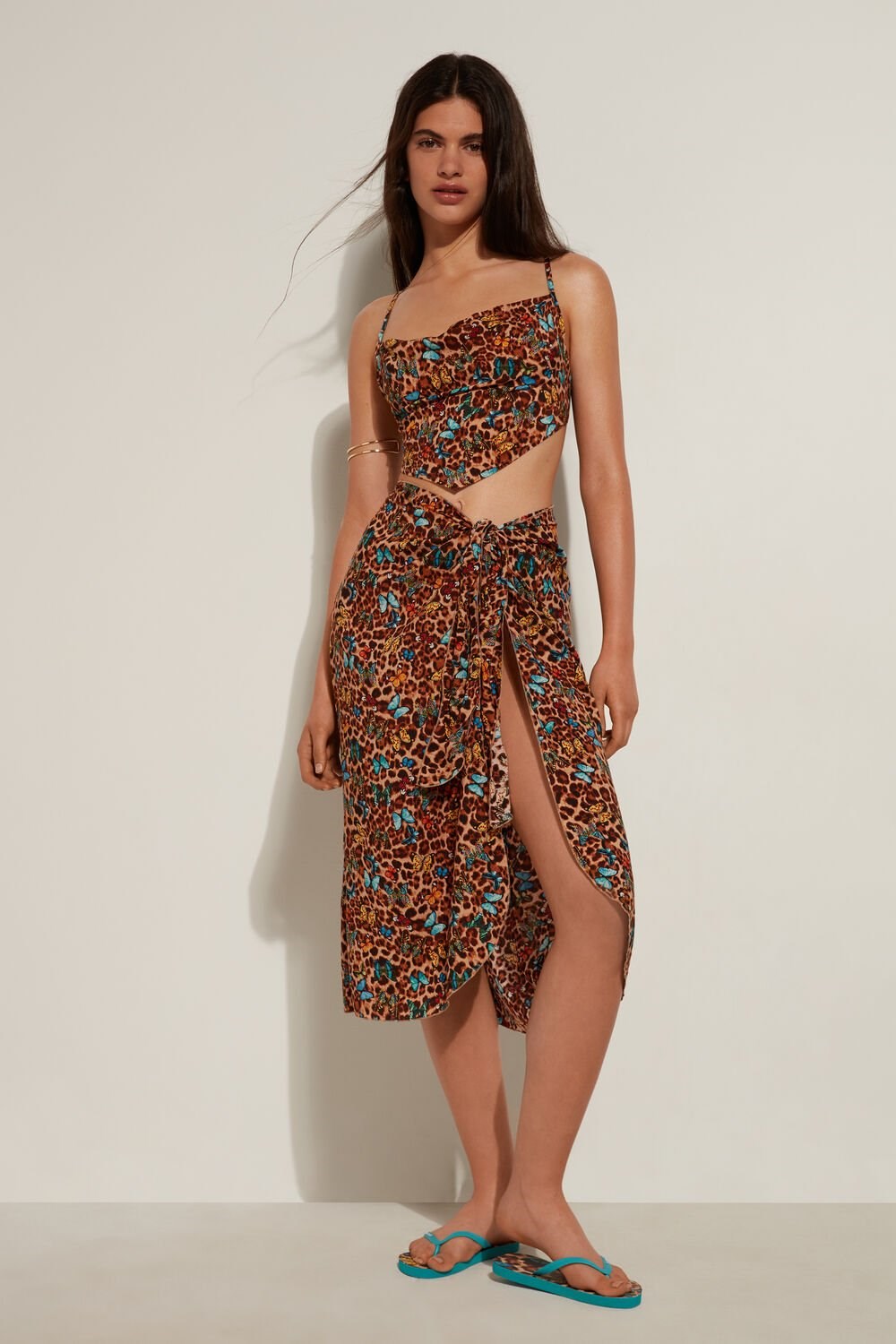 Tezenis Plain Weave Midi Pareo Skirt Animal Animal-print Butterfly Print 573v | 7643-IXZYL