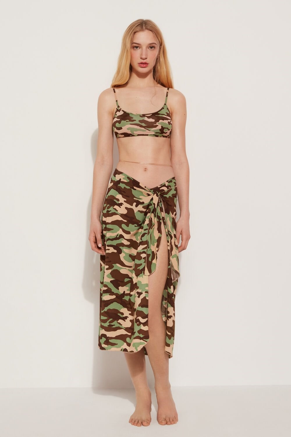 Tezenis Plain Weave Midi Pareo Skirt Kolorowe Camo | 5827-VEGIT