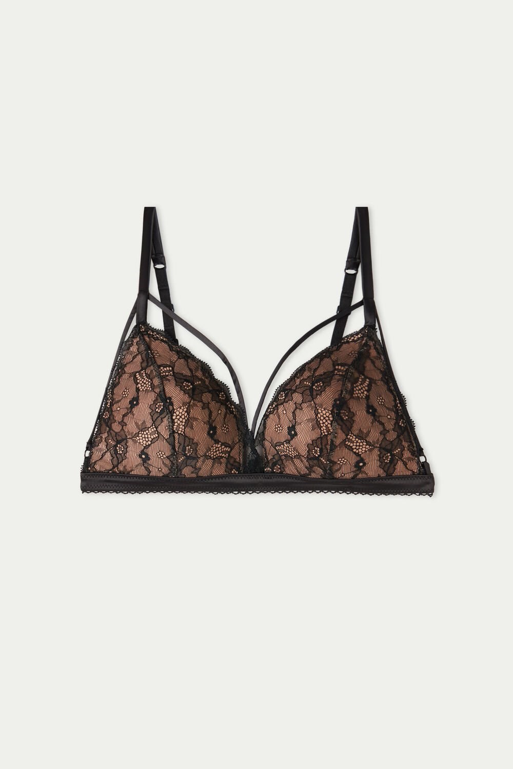 Tezenis Positano Hypnotic Koronkowe Watowany Triangle Bra Czarne Czarne | 4819-ERUNI