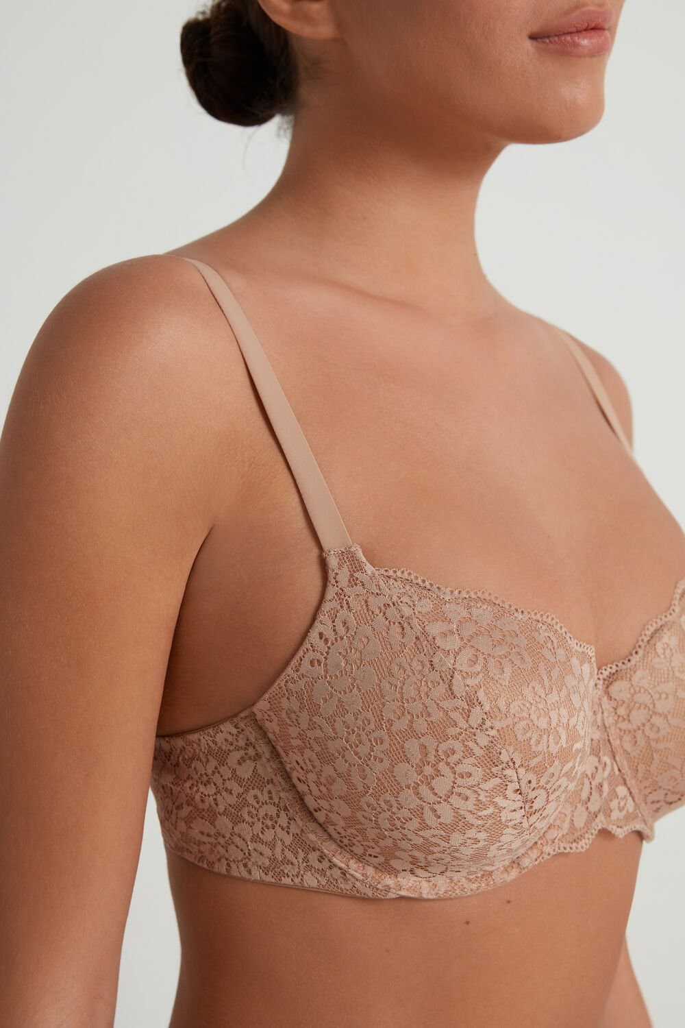 Tezenis Prague Full Cover Recycled Koronkowe Balconette Bra Nude Natural Blush 1905 | 1376-RKMHP