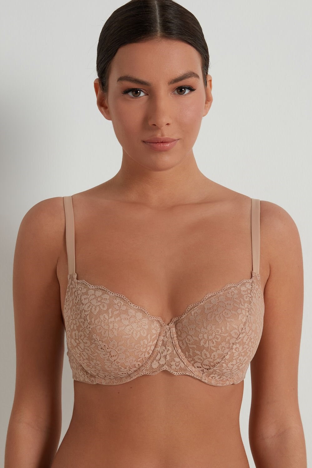 Tezenis Prague Full Cover Recycled Koronkowe Balconette Bra Nude Natural Blush 1905 | 1376-RKMHP