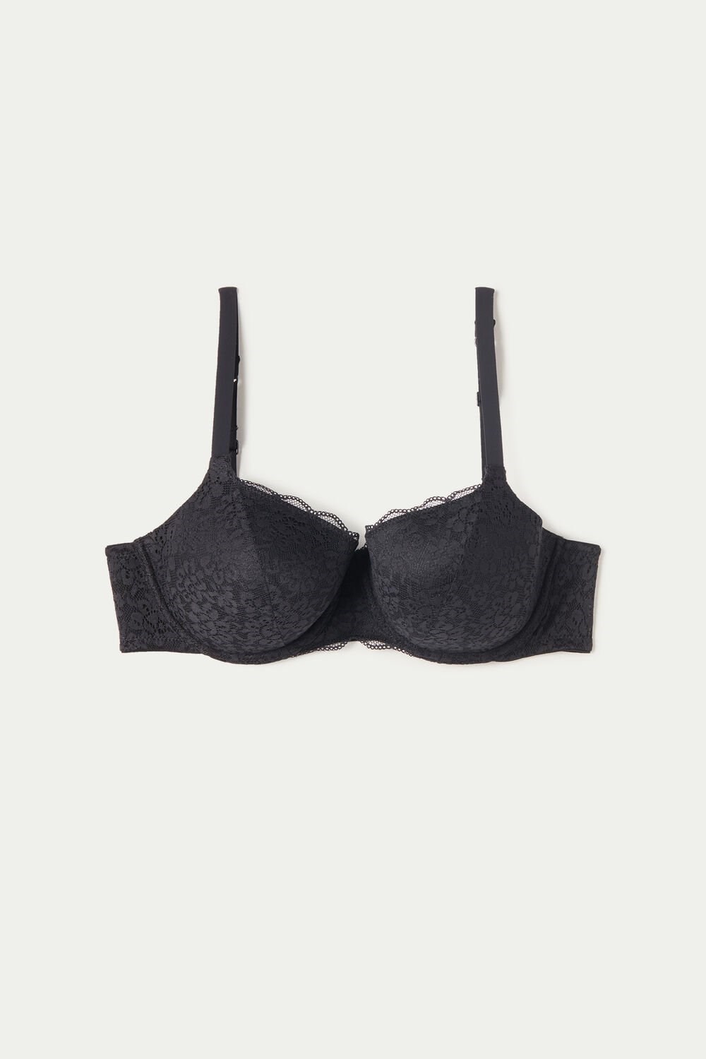 Tezenis Prague Full Cover Recycled Koronkowe Balconette Bra Czarne Czarne | 8639-GNVOY