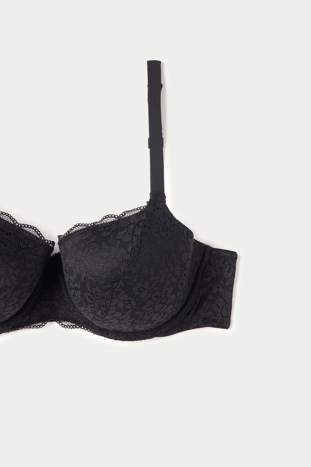 Tezenis Prague Full Cover Recycled Koronkowe Balconette Bra Czarne Czarne | 8639-GNVOY