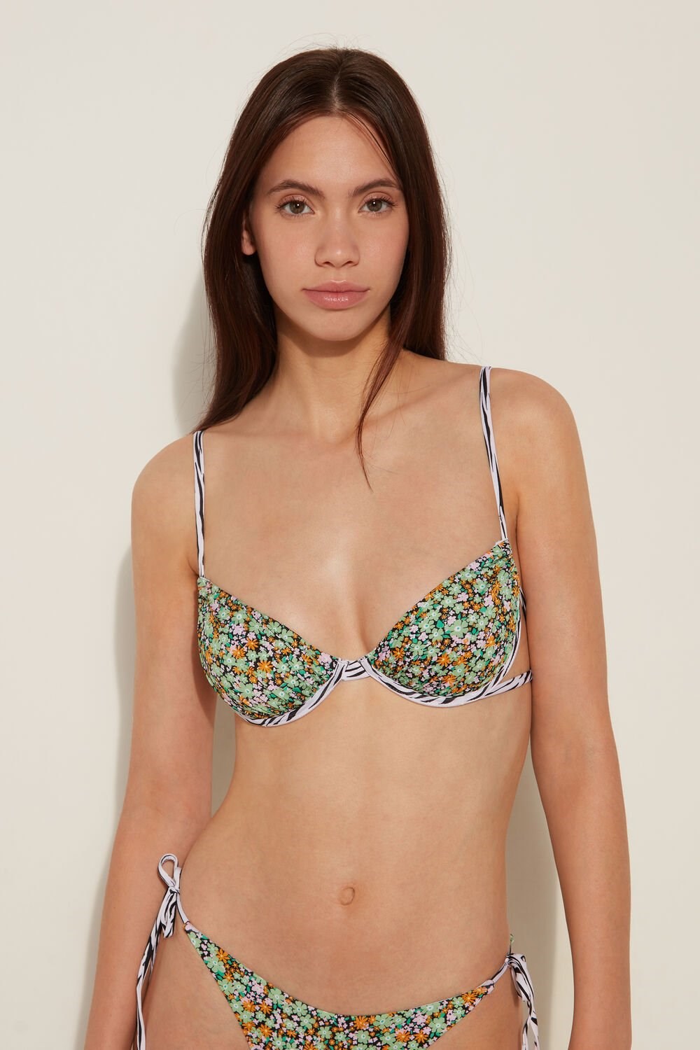 Tezenis Pretty Flower Zebra Balconette Bikini Top Kwiaty | 0281-UJPKB