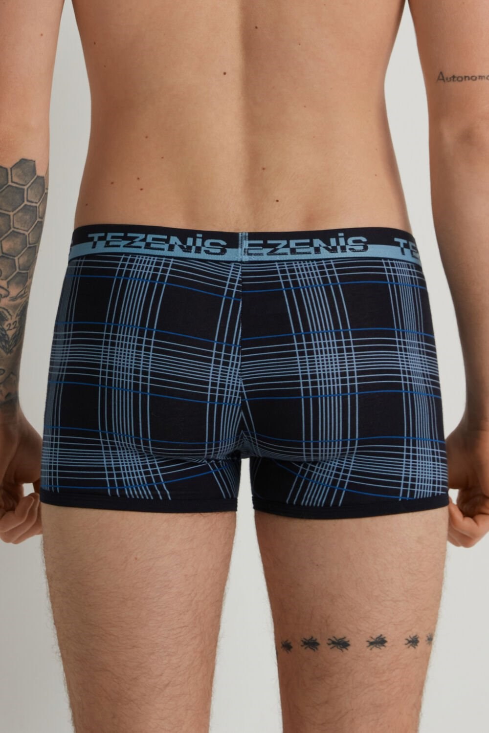 Tezenis Printed Bawełniane Boxers with Logo Elastic Waistband Niebieskie Ciemny Niebieskie | 5108-TDGES