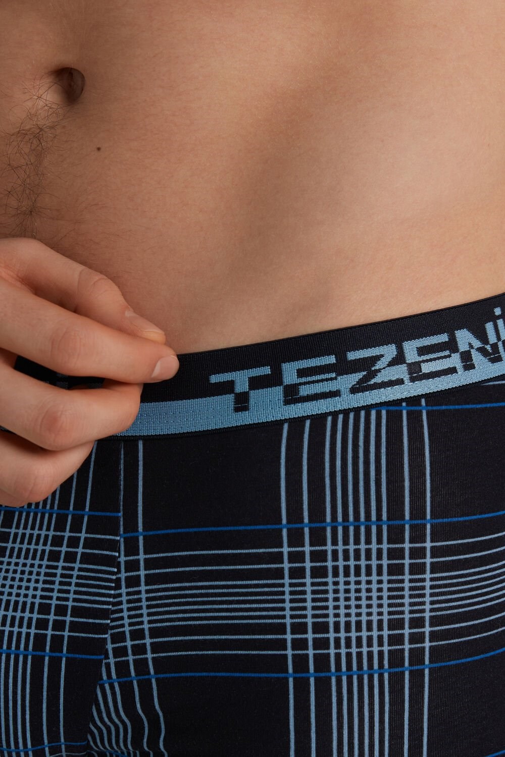 Tezenis Printed Bawełniane Boxers with Logo Elastic Waistband Niebieskie Ciemny Niebieskie | 5108-TDGES