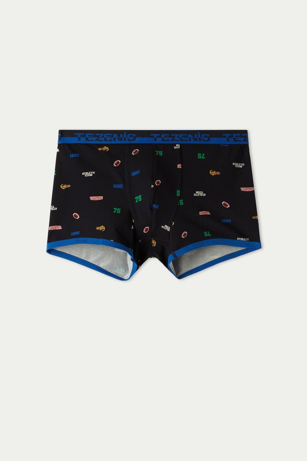 Tezenis Printed Bawełniane Boxers with Logo Elastic Waistband Niebieskie Ciemny Niebieskie | 6802-JXCGN