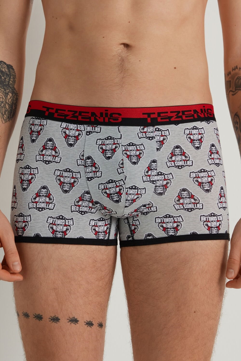 Tezenis Printed Bawełniane Boxers with Logo Elastic Waistband Szare Głęboka | 7361-NOXYT