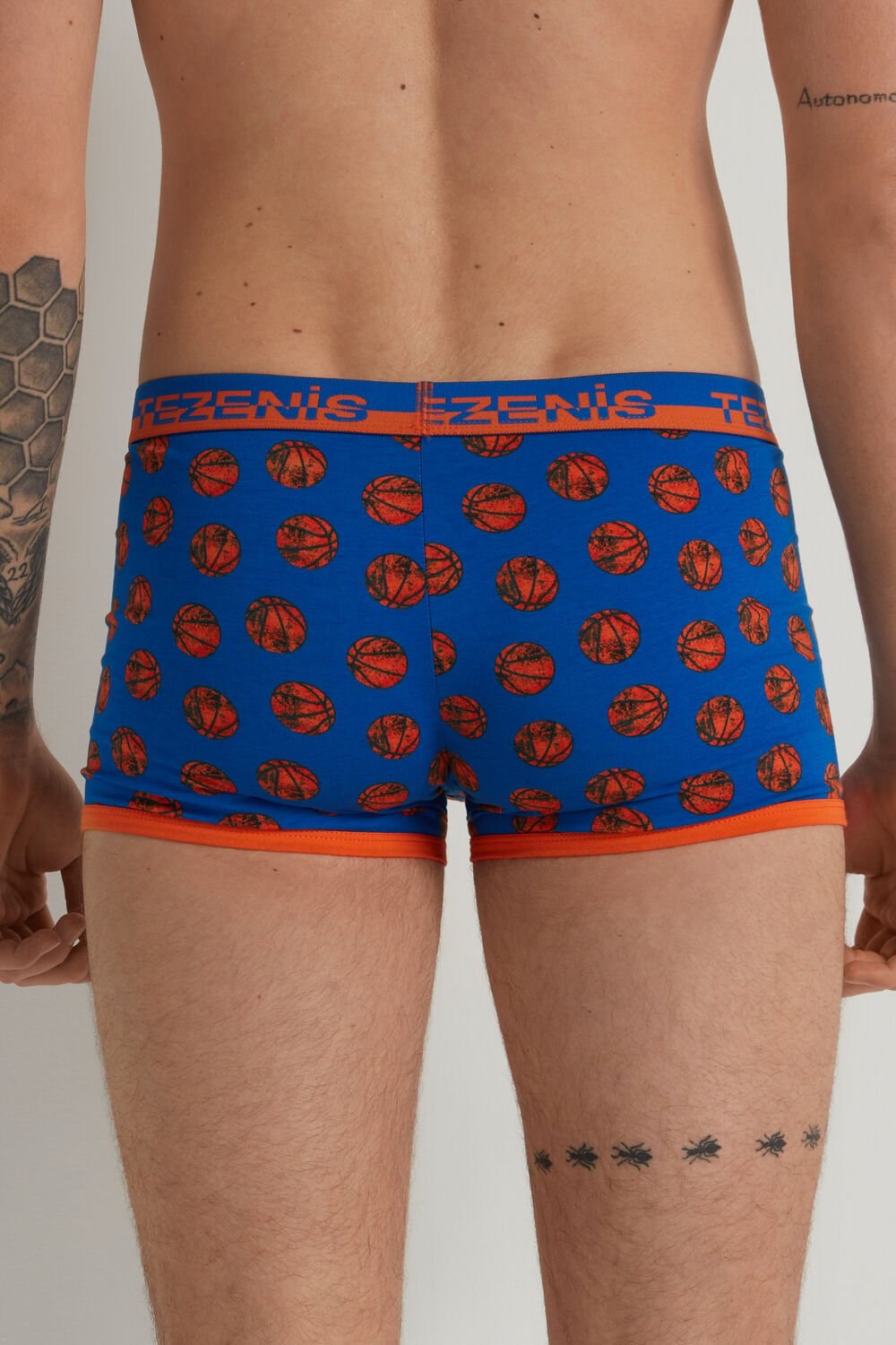 Tezenis Printed Bawełniane Boxers with Logo Elastic Waistband Niebieskie Jasny Niebieskie | 8342-ENZDS