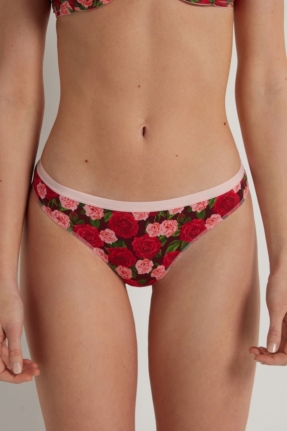 Tezenis Printed Bawełniane Brazilian Brief Czerwone Różowe | 0396-BKFAI