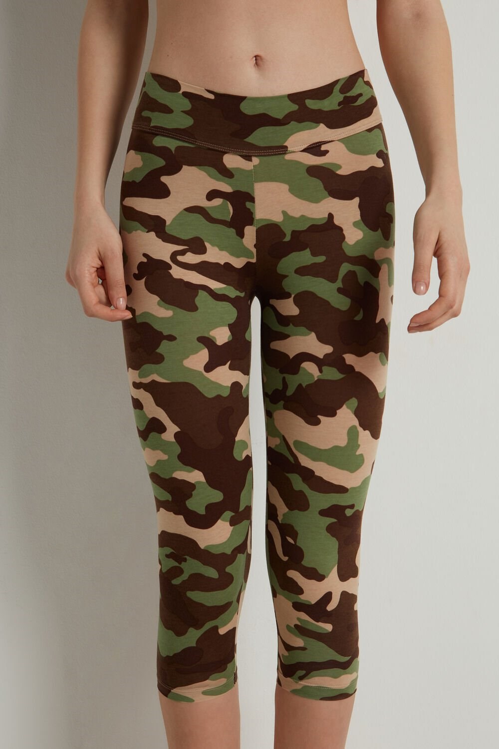 Tezenis Printed Bawełniane Capri Leggings Kolorowe Camo | 8567-PRTME