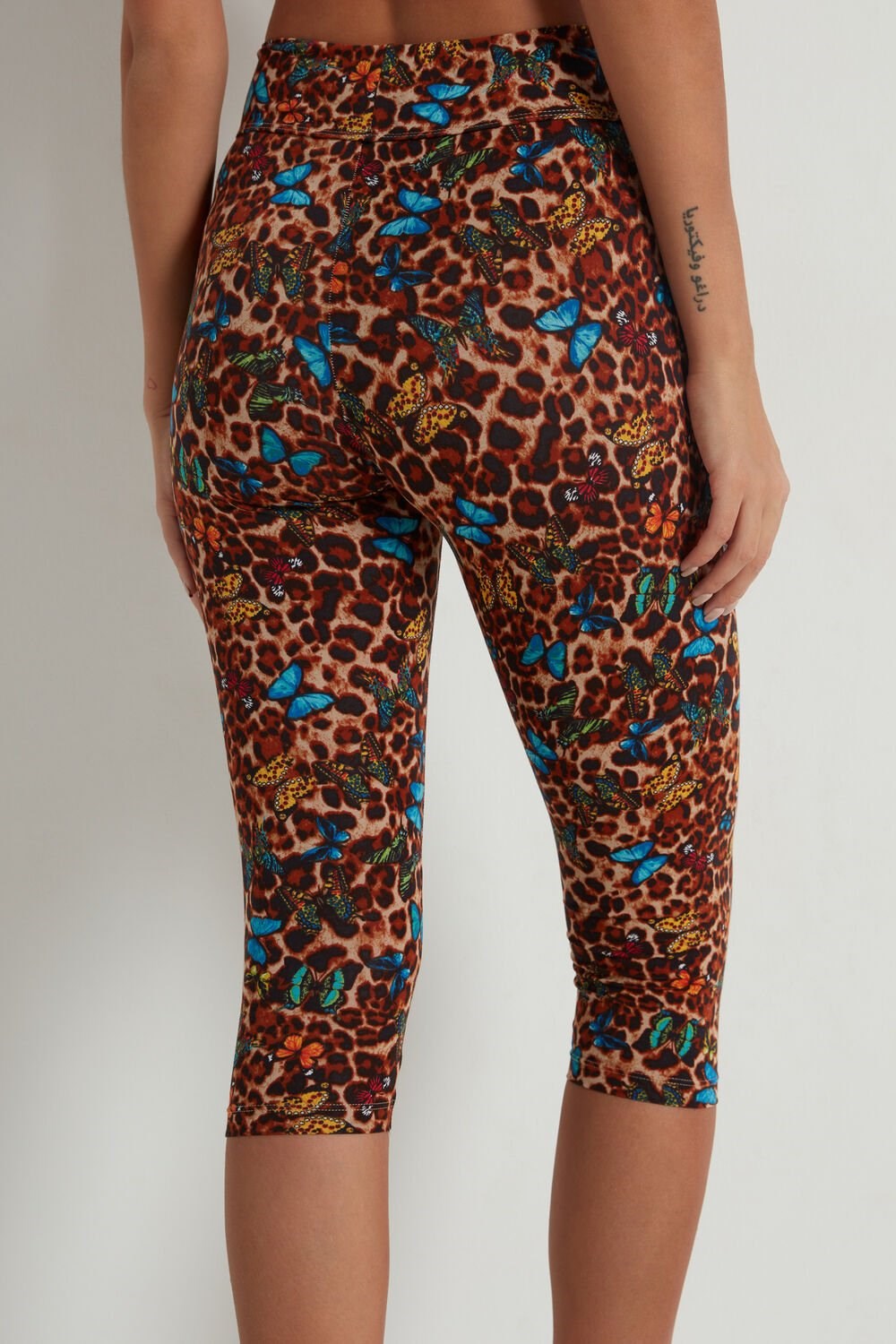 Tezenis Printed Bawełniane Capri Leggings Animal Animal-print Butterfly Print 573v | 9354-SEYUO