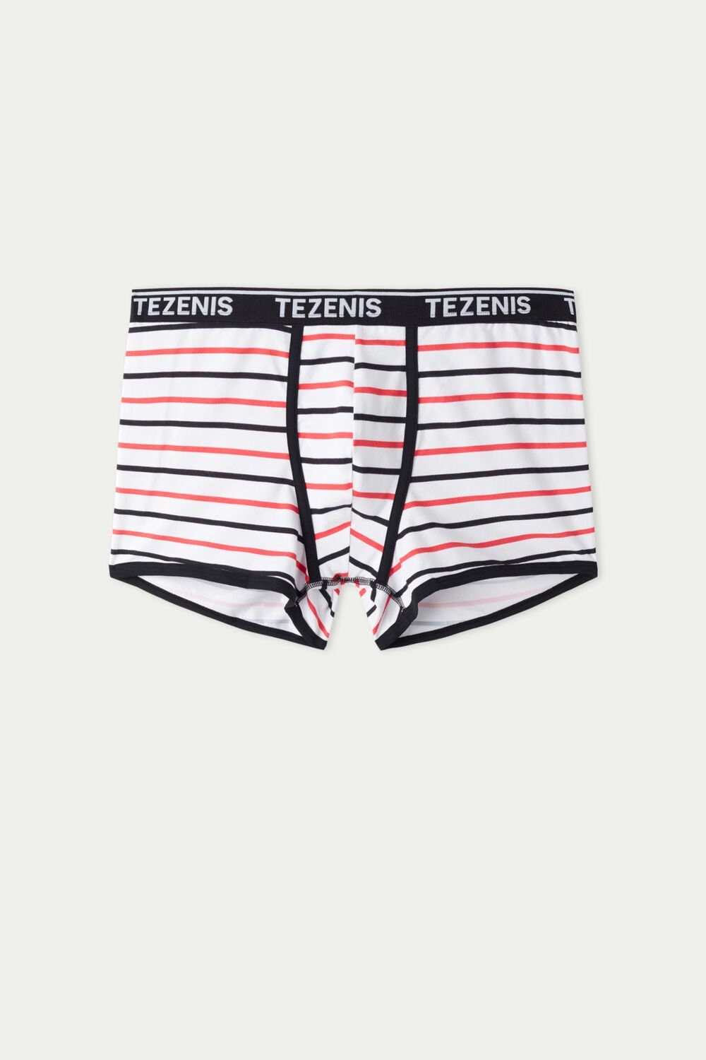 Tezenis Printed Bawełniane Logo Boxers with Contrasting Trim Białe Paski W Paski | 0657-BMHIE