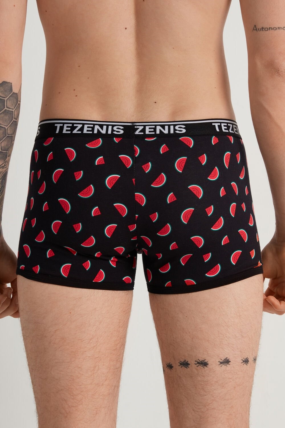 Tezenis Printed Bawełniane Logo Boxers with Contrasting Trim Czarne Czarne | 3128-RCOXV