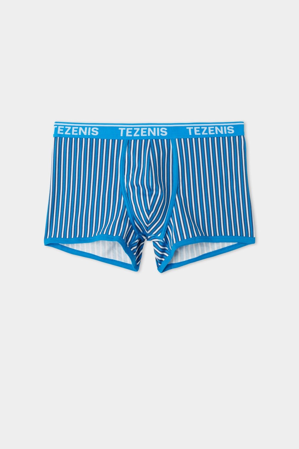 Tezenis Printed Bawełniane Logo Boxers with Contrasting Trim Niebieskie Niebieskie Paski W Paski | 5908-XWPFV