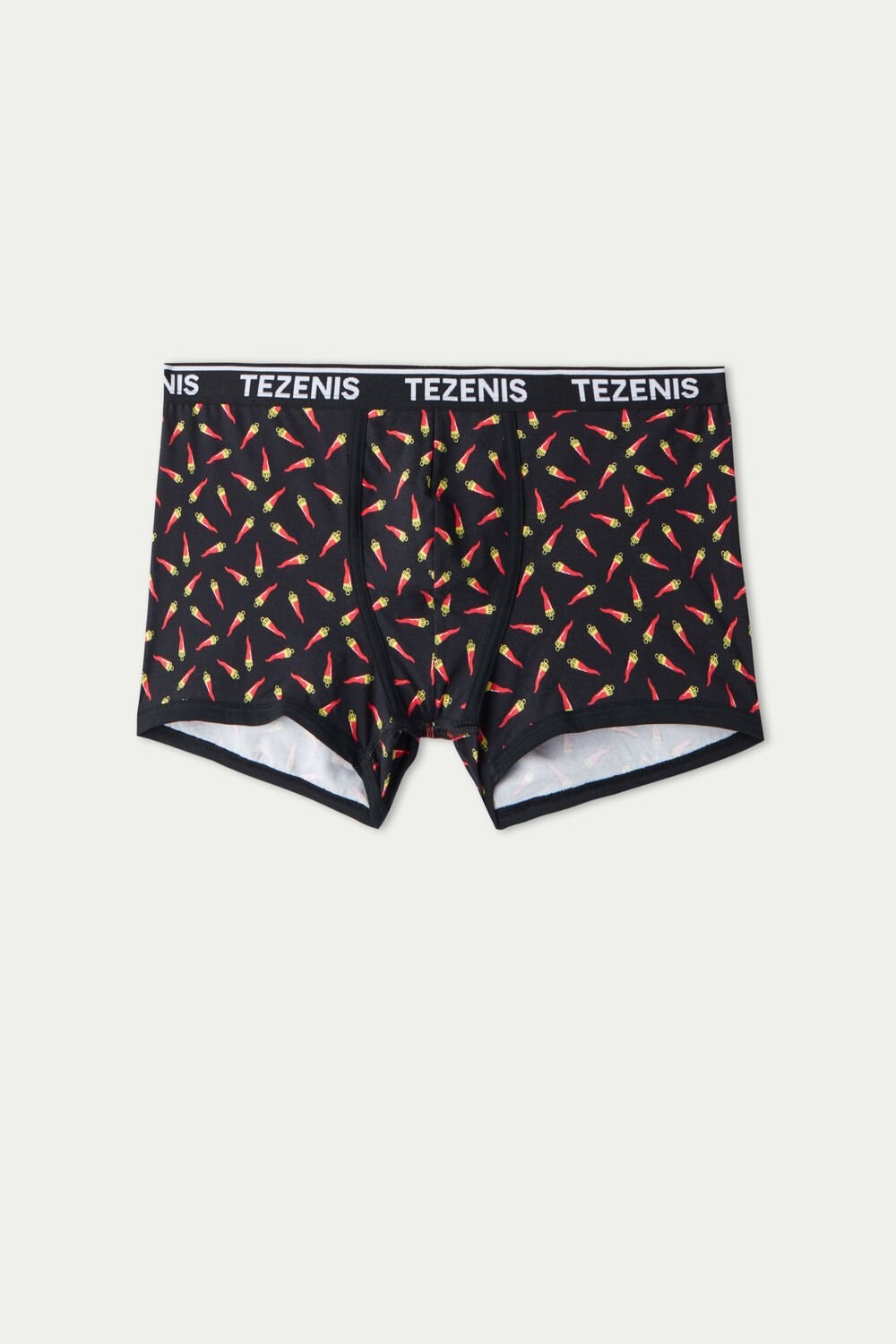 Tezenis Printed Bawełniane Logo Boxers with Contrasting Trim Czarne Czarne | 8723-UMCHY